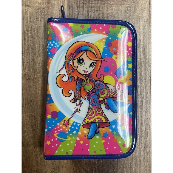 Vintage Lisa Frank Planner Y2K Hippie Moon Girl Mini Stationary Binder W/erasers